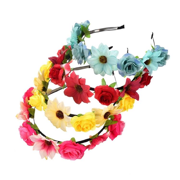 Stylish Fabric Flower Hairhoop with Leaves Birthday Party Gathering Headband Garland Hairband for Various Event