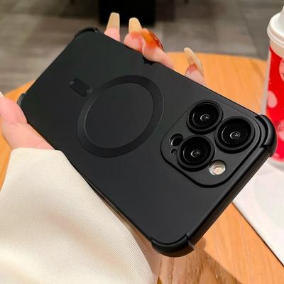 Luxury Magsafe Wireless Charge Matte Case For iPhone 12 13 14 15 Pro Max Magnetic Shockproof Bumper Cases Cover