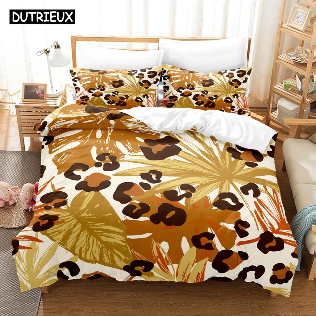 3D Printed Leopard Print Bedding Set Down Quilt Cover With Pillowcase Double Single King Size Soft Anime Design