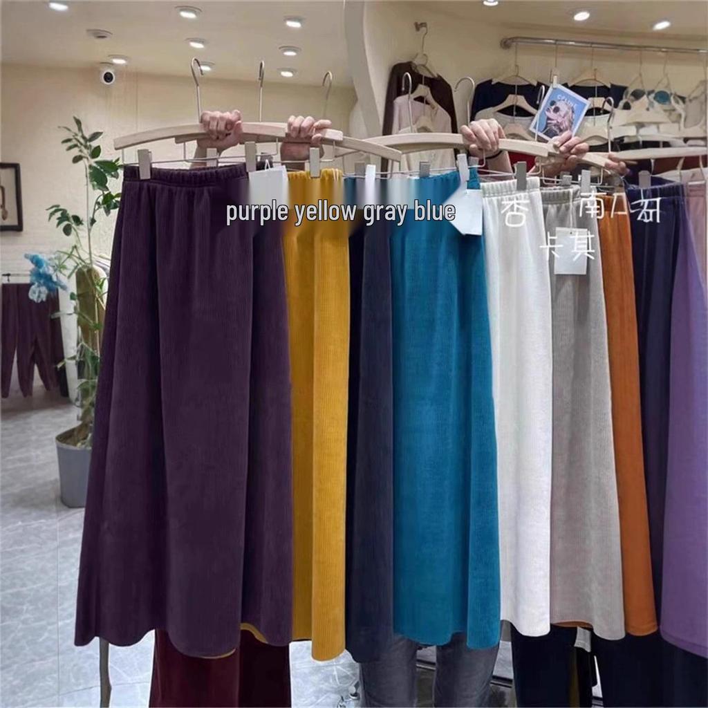 Damen Midirock aus Cord-Chenille mit hohem Bund und Schlitz hinten