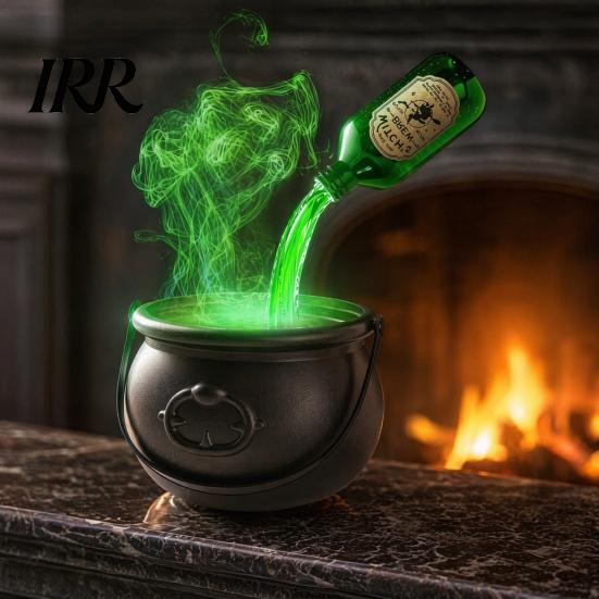 Halloween Party Decor Witch Cauldron, Large Plastic Black Bucket with Floating Potion Bottle, Durable Decoration Spooky Soup Pot for Home Porch,