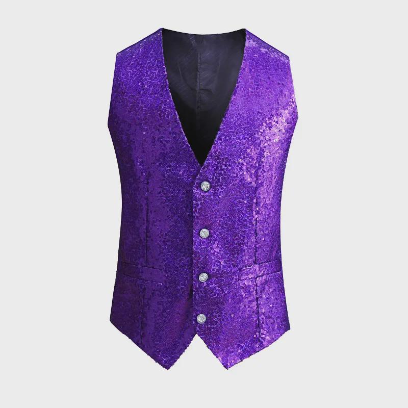Pánská vesta s hustými flitry pro pódiová a taneční vystoupení - Evropský a americký styl
