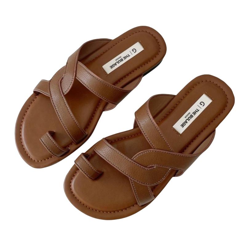 Women Sandals Retro Gladiator Casual Pumps Genuine Leather Low Heels Office Ladies Shoes Woman Summer Fashion Concise