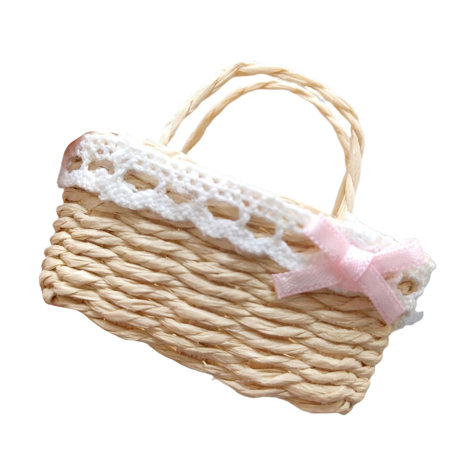 

Миниатюрная плетеная корзина для кукольного домика в масштабе 1/12 для кукольного домика, плетеная вручную, плетеная лукошко 5