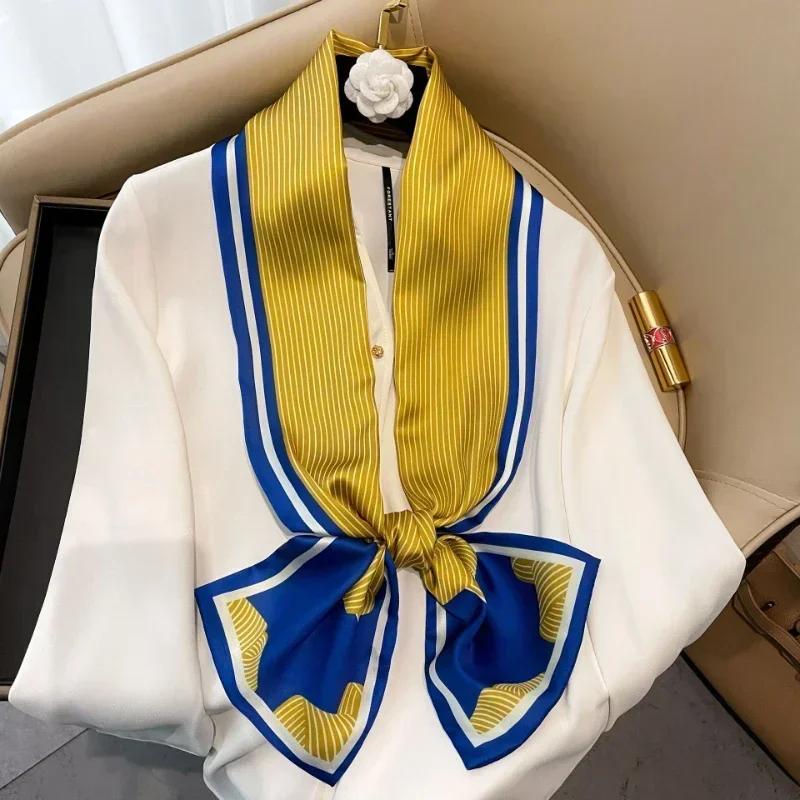 17*150cm Ribbon Silk Scarfs Female Luxury Design Hair Band Skinny Scarf Neck Ties Women Bag Scarves Neckerchief Foulard Lady