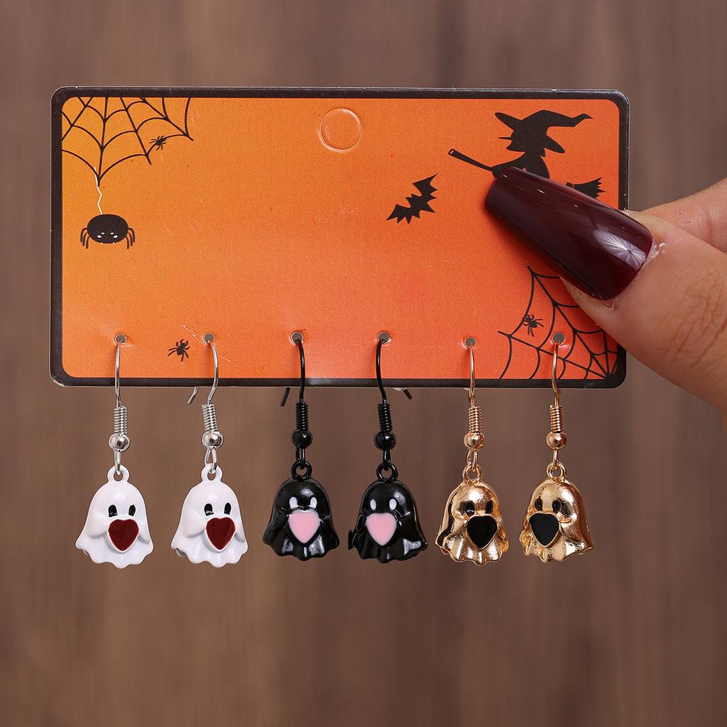 Hot Selling Accessories Cute Cartoon Style Ghost Pumpkin Head Design Pendant Earrings Set Halloween Earrings Girl