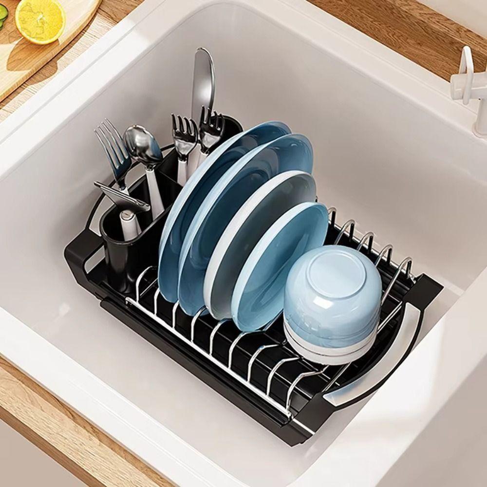 Large Capacity Dish Drying Rack Space Saving Dish Drainer Sturdy Utensil Storage Holder  Home
