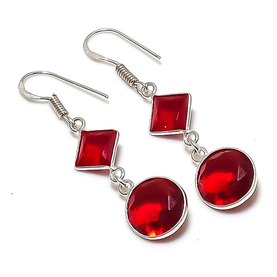 

Natural Garnet Gemstone Handmade 925 Sterling Silver Earring 1.89 AE-11622