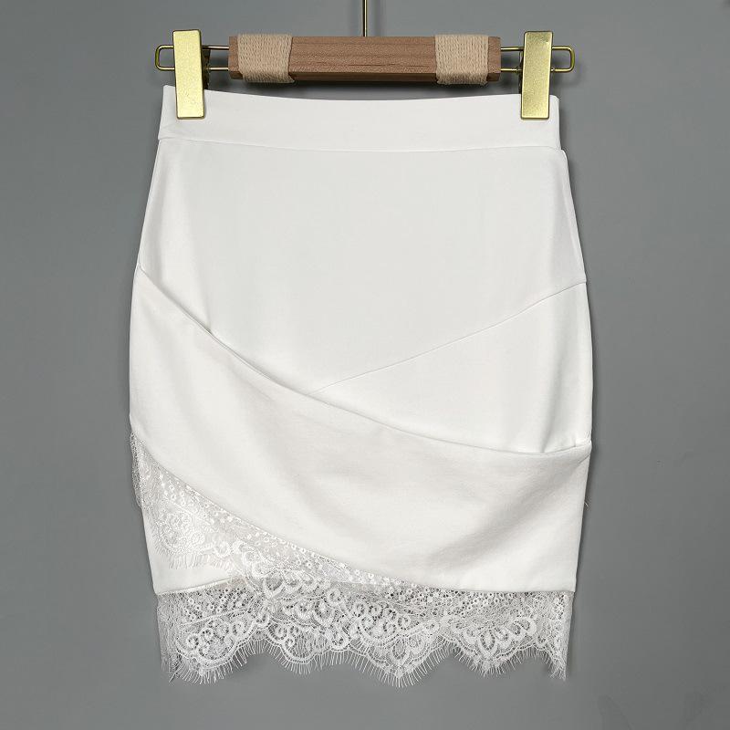 Dongdaemun Sexy Lace Trim High Waist Slimming Mini Skirt for Women