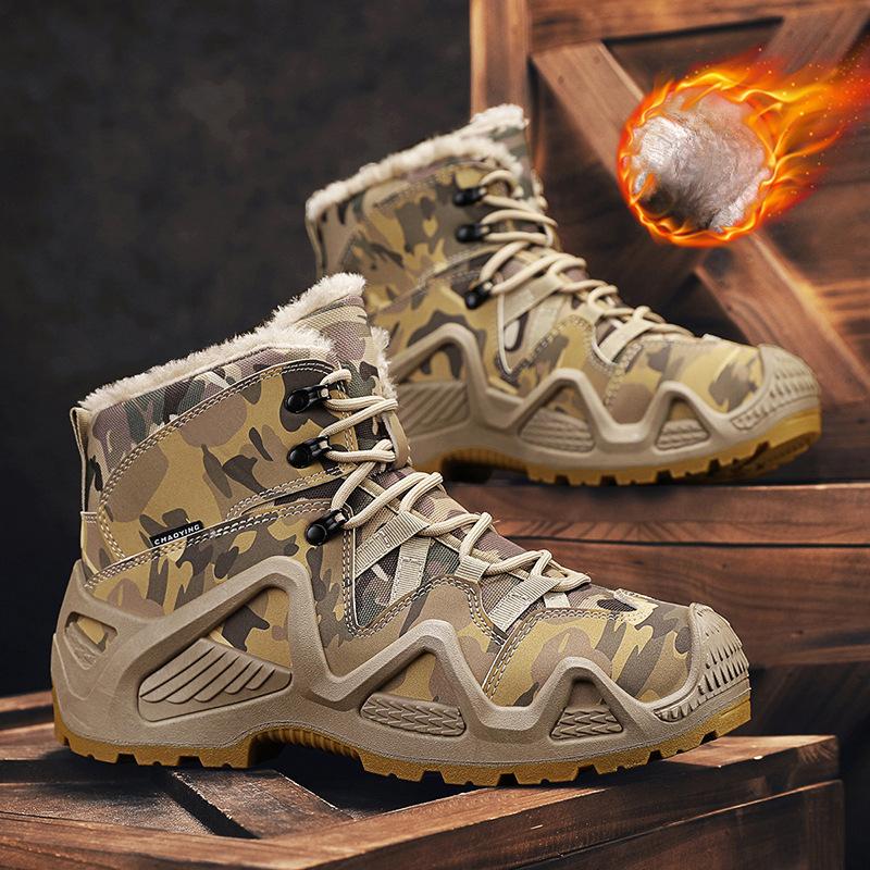 

New Winter Shoes Safety Boots Man Outdoor Desert Lace-up Anti-slip Explosive Style Water Proof Wear-resistant High Boots 39-46 46 камуфляжний