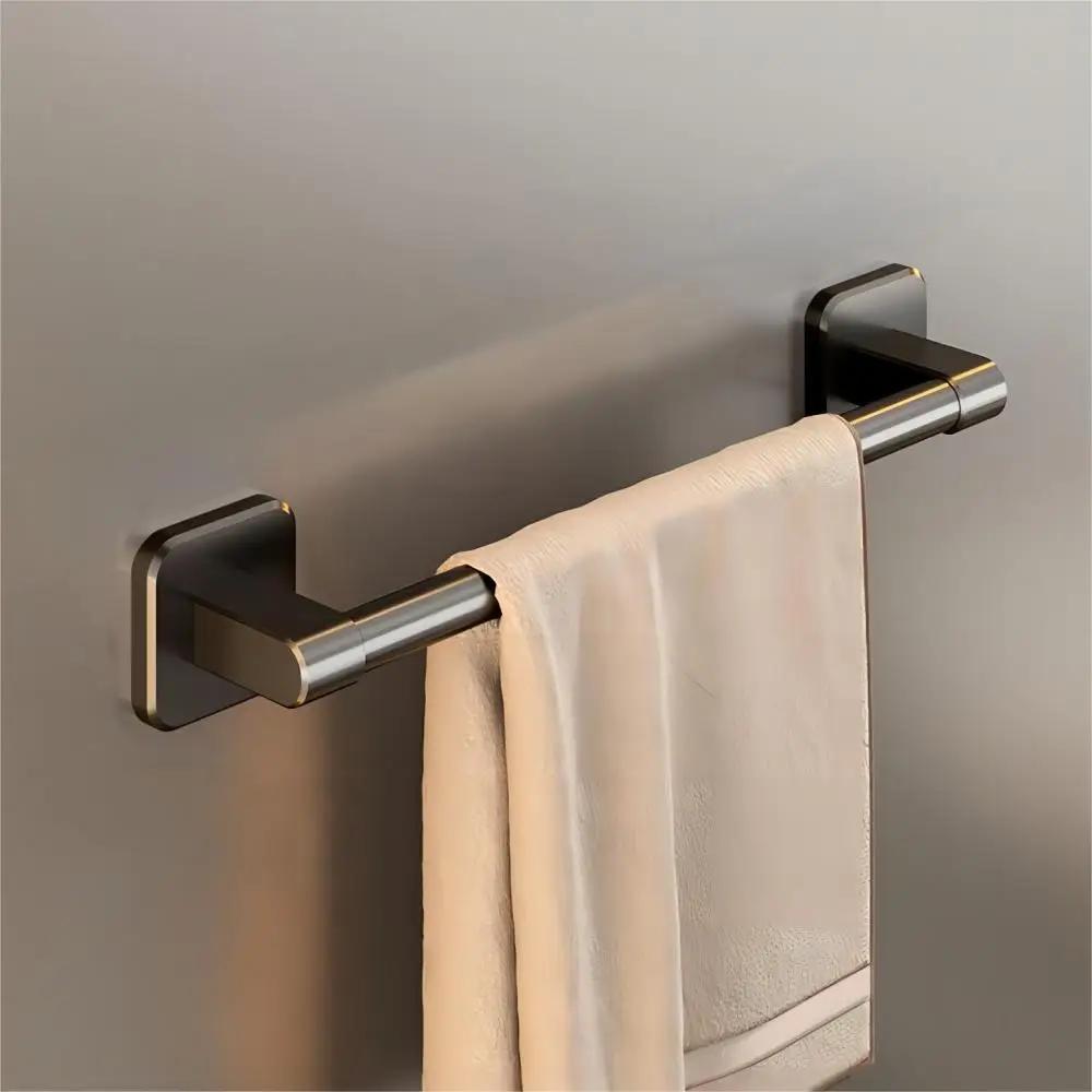 

1 шт. Вешалка для полотенец для ванной комнаты с перфорированными присосками, настенная вешалка для хранения вещей в ванной комнате, алюминиевая вешалка для полотенец 30X6X5.5CM