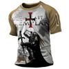 2026 Nuove T-shirt Vintage da Uomo Stampa Cavalieri Templari Per Uomo Estive Oversize Magliette a Manica Corta Casual Girocollo Abbigliamento Uomo
