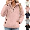 Damen Pullover mit Stehkragen und halbem Reißverschluss mit Taschen für Herbst und Winter