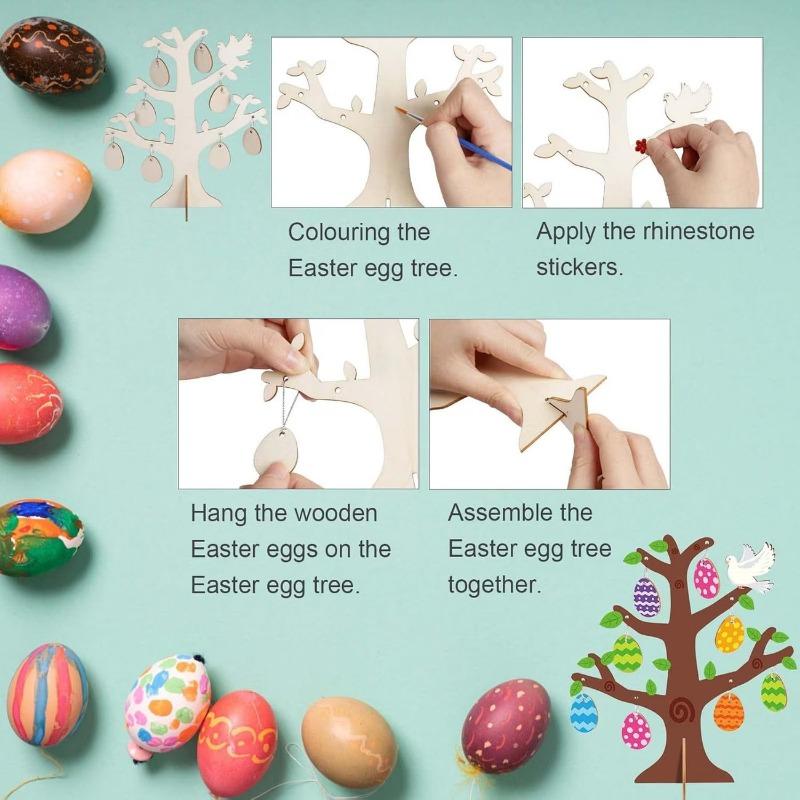Wooden Easter Decorations, Home Decor Items, Wooden Easter Gifts, Party Supplies for an Easter Egg Tree Craft Set, Easter Crafts