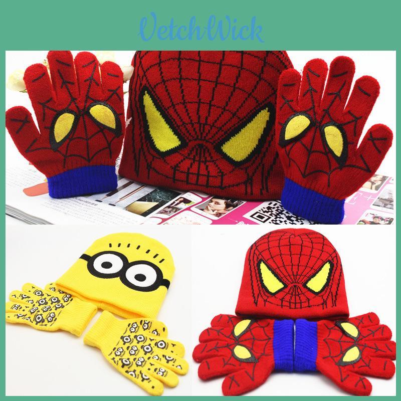 Cozy Winter Knit Kids Gloves And Hat Set Warm Fleece Lined For Toddlers