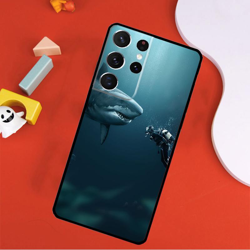 Shark and Killer Whale Phone Case For Samsung Galaxy S25 Ultra S9 S10 S20 S21 FE S22 S23 S24 Plus S24 Ultra Cover