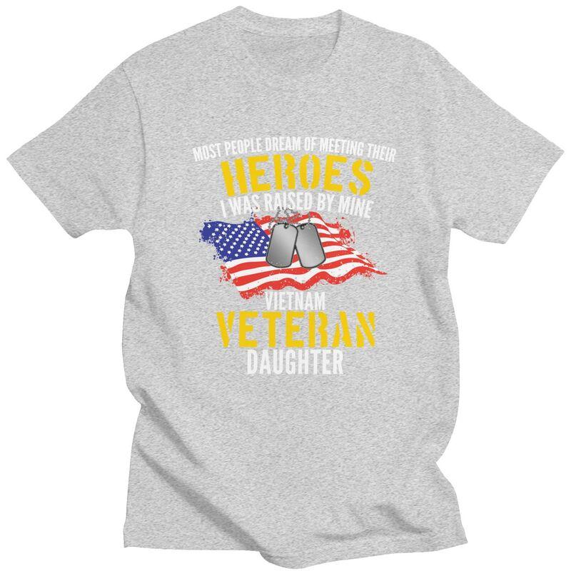 Custom Raised By My Hero Proud Vietnam Veterans Daughter T Shirts for Men 100 Cotton Tees Veteran Day Patriotic Tshirts Tshirt