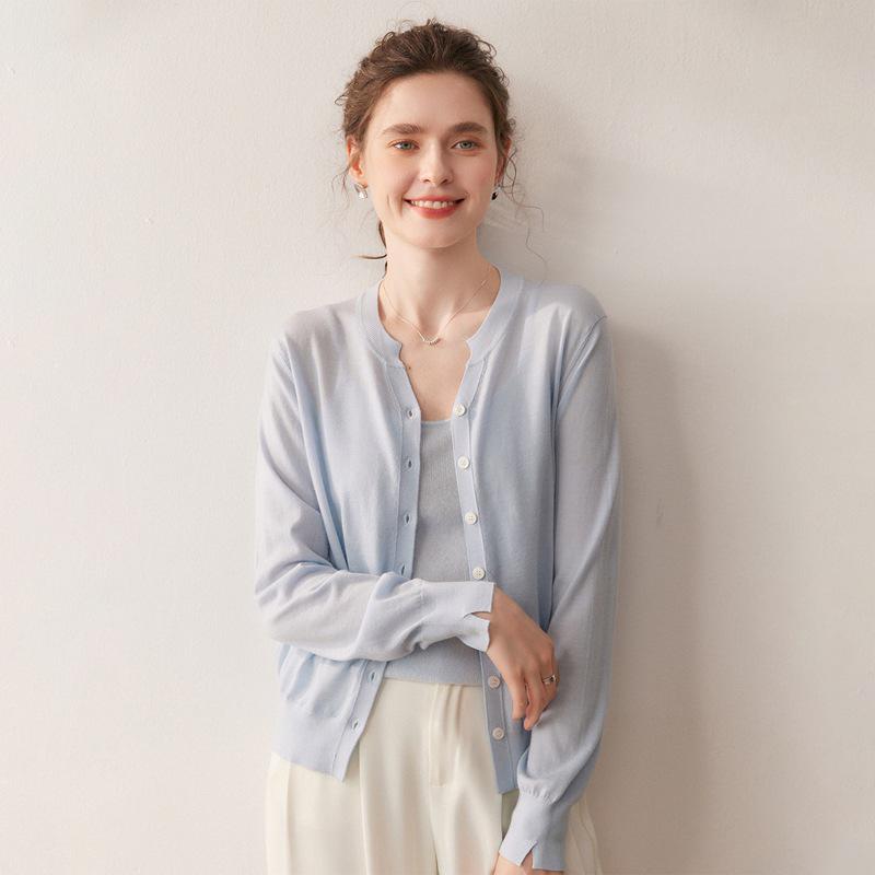 Women's Fine Spun Yangtze Wool Cardigan - New Versatile Autumn/Winter Knit Base Layer Jacket