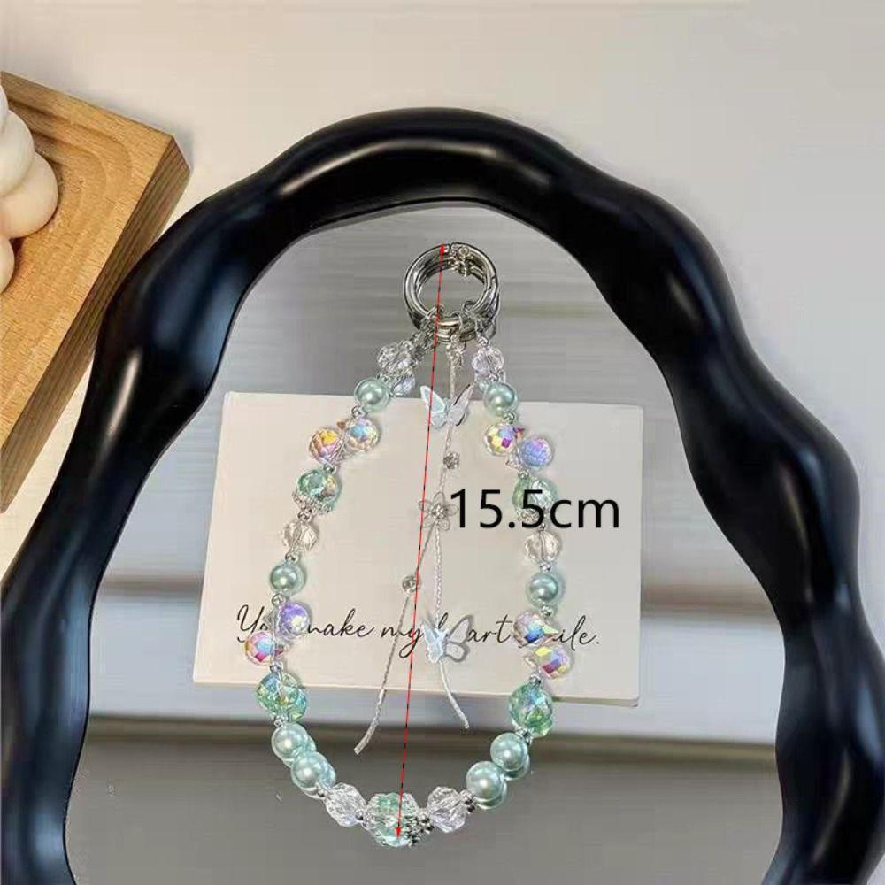 Hand-beaded Phone Hand Rope Butterfly Crystal Bag Pendant New Car Keychain  Ornament