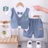 New Summer Kids Boys Clothes High Qulity Short Sleeve Gentleman Patchwork T Shirt Pants Toddler Boy Clothing Casual Outfits