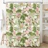 Watercolor Style Bloom Bath Curtain Floral Print Shower Curtain Soft Green Pink White Leaves Waterproof Decorative Home Decor 72