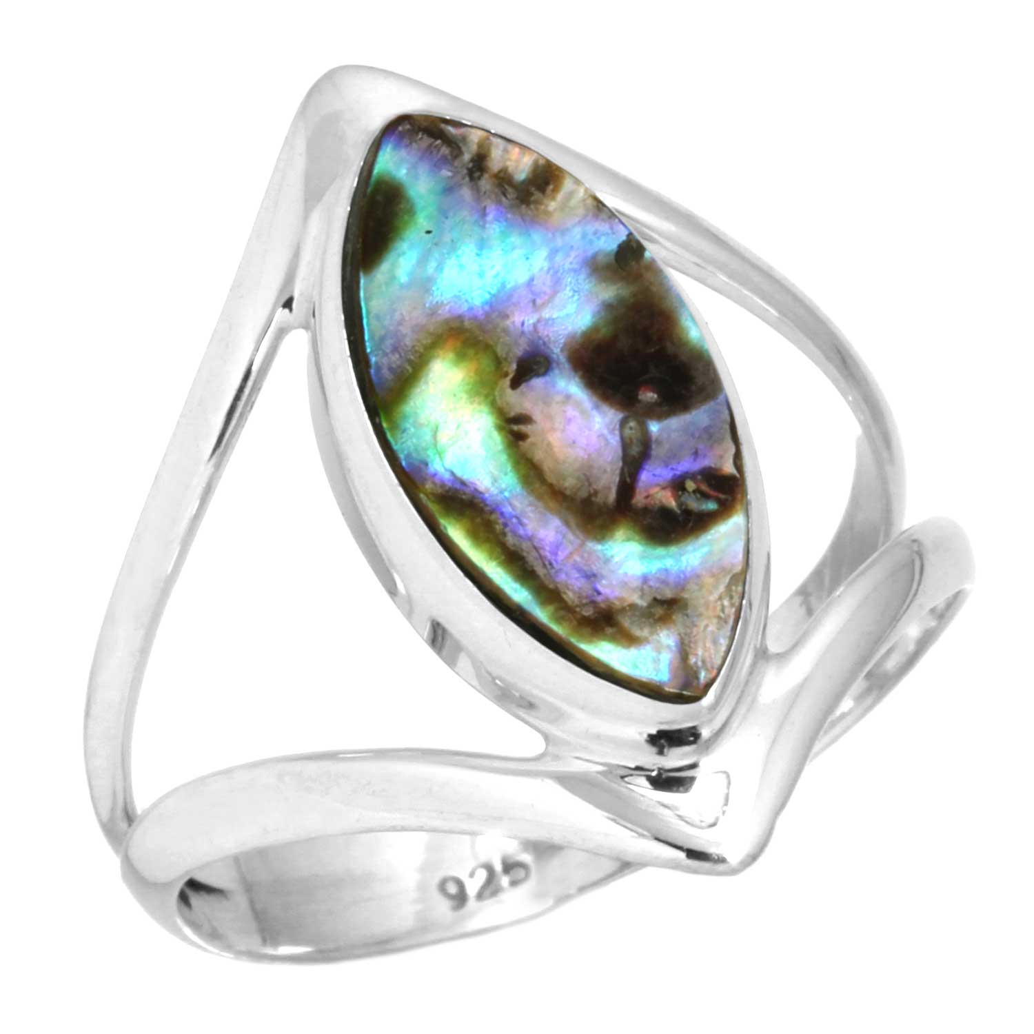 

Кольцо из стерлингового серебра 925 пробы, женское украшение с драгоценным камнем, подарок на День благодарения, аквамариновый халцедон, ракушка-ушка, синий солнечный камень, лабрадорит, пренит 9.5