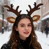 Reindeer Antlers Headband for Women Adults Plush Deer Ears Headpiece Reindeer Horns Costume Accessories for Halloween Christmas Party Cosplay Supplies