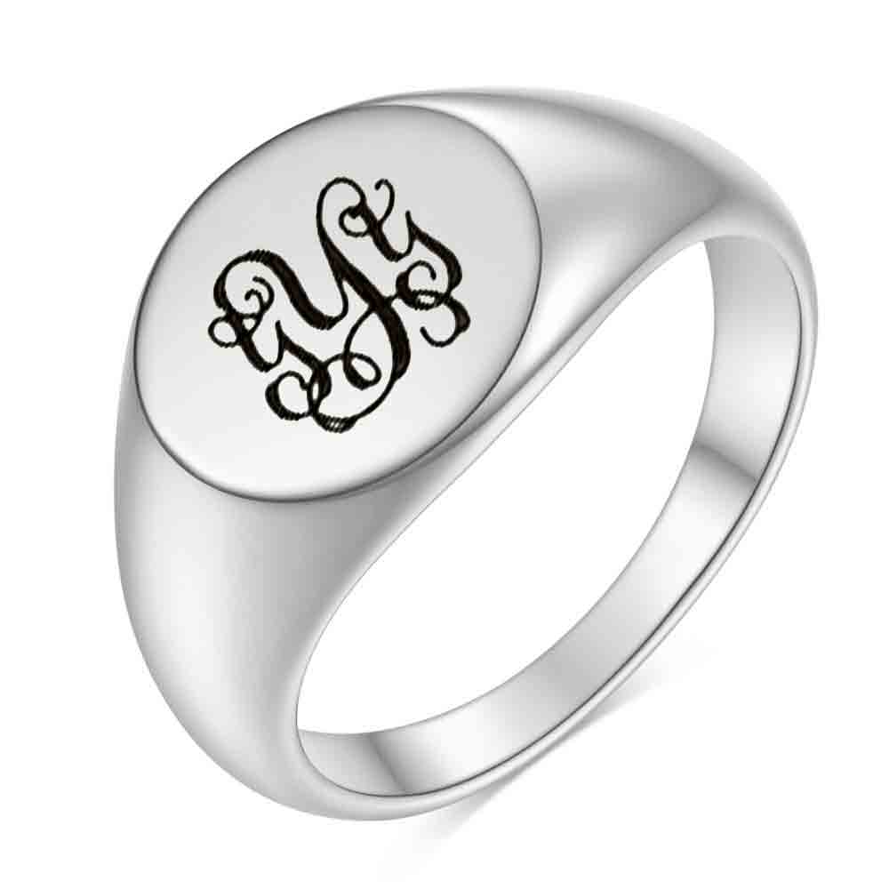 Stainless Steel 26 English Alphabet Printed Font Ring, Silver Color, Fashionable and Simple Titanium Steel Women's Ring