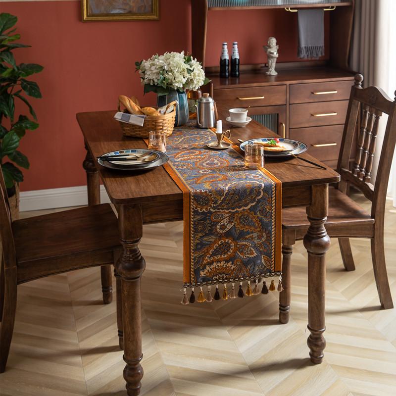 American Retro Jacquard Table Runner Dining Table Cloth Tea Table Cabinet Decorative Strip