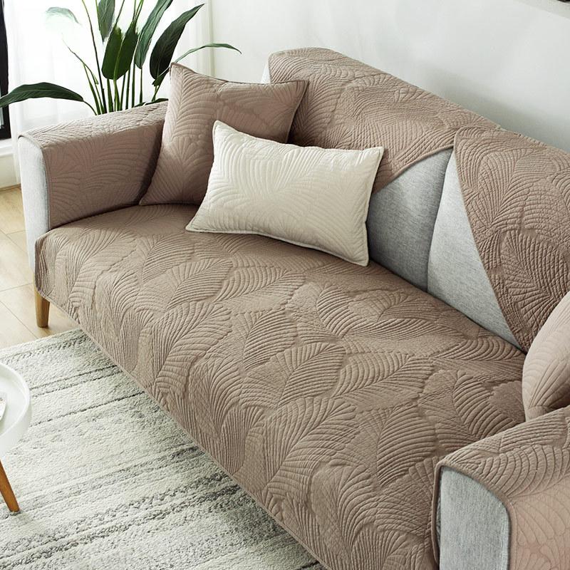 Simple Solid Color Sofa Cushion Four Seasons Pure Cotton Fabric Non-slip Cotton Seat Cushion Universal Modern Sofa Cover Cover