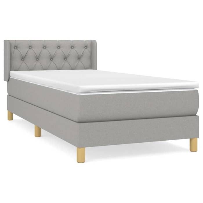 3130465 vidaXL Lit à sommier tapissier avec matelas Gris clair 80x200 cm Tissu