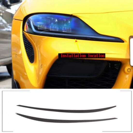 For Toyota Supra 19-24 Headlight Bottom Light Eyebrow Trim Strip Carbon Fiber