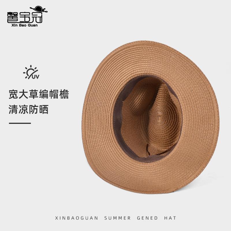 Top Hat Summer Outdoor Big Eaves Sunshade Hat Panama Vintage Jazz Straw Hat Children