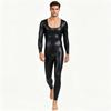 Mens Leather Slimming Shaping Long Sleeve One Piece Fitness Yoga Body Shaper Jumpsuit