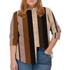 Women's Long Sleeve Shirt, Striped Loose Print Shirt, Multi-Colored Striped Element Medium Long Sleeve Collar Shirt