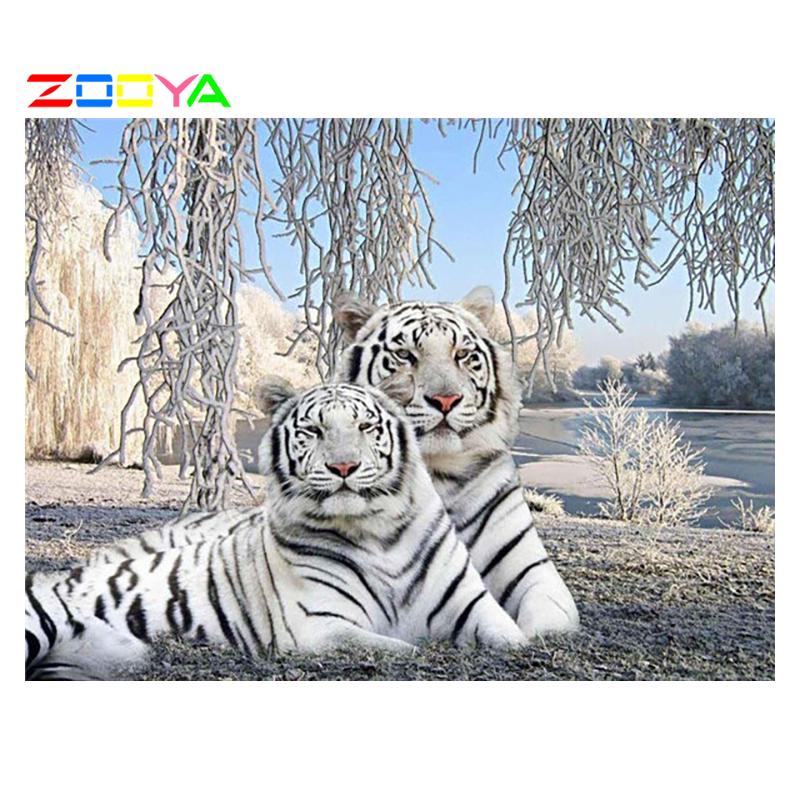 

ZOOYA DIY 5D алмазная живопись Тигр Алмазная вышивка мультфильм полная квадратная Алмазная мозаика зима снег вышивка крестиком домашний декор