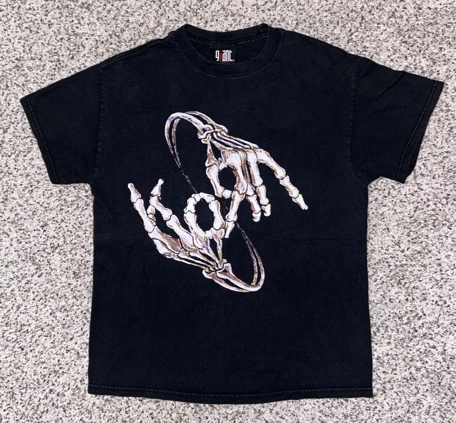 Vintage Y2K KORN Skeleton Fingers 2004 Tour Shirt Size Medium Nu Metal Rock Emo XL