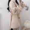 Women Winter Coat Turn-down Collar Solid Color Slim Fit Tight Waist Thicker Keep Warm Buttons Belt Cardigan Autumn Coat Female Clothes