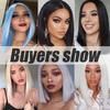 XINRAN Women Fashion Short Straight Synthetic Blue Wig Female Hair Bob Wig Natural Blue Hair Suitable for Party Cosplay Daily Use