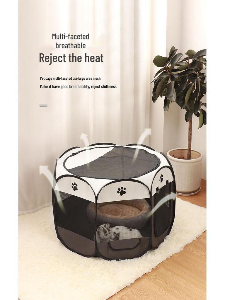 Quick-Fold Octagonal Pet Tent: Outdoor Oxford Cloth Cage for Cats & Dogs