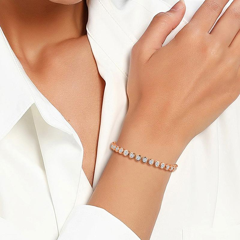 3mm copper inlaid zircon bracelet fashion creative round bag tennis hot selling bracelet ins style