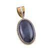 Natural Iolite Gemstone 925 Solid Sterling Silver Two Tone Pendant 1.50" L1H27