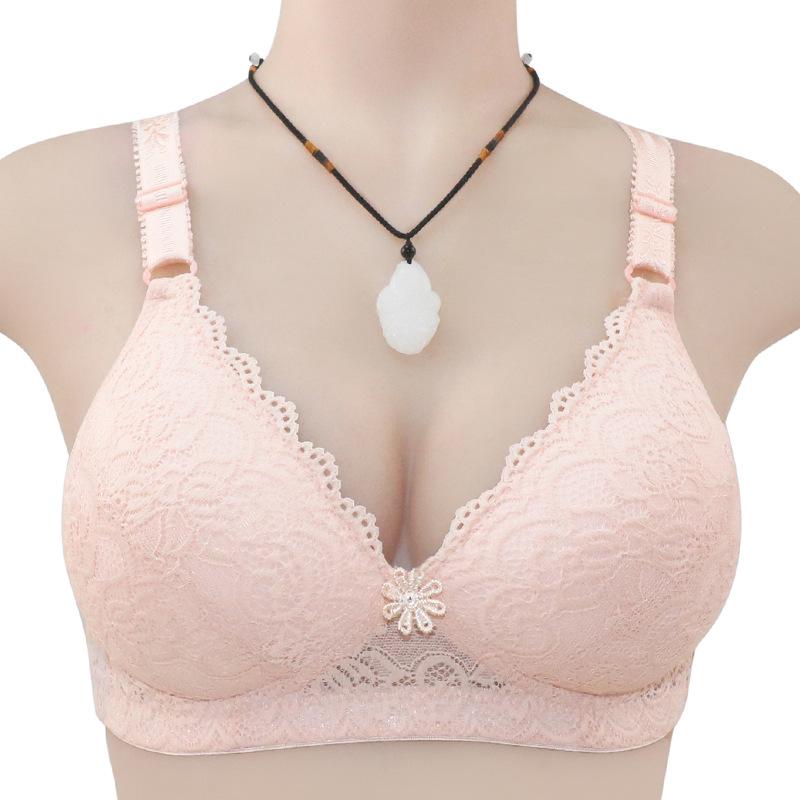 Autumn New Product Luxury Thin Full Lace Cup Mom Bra Adjustable Shoulder Strap No Steel Rim Underwear