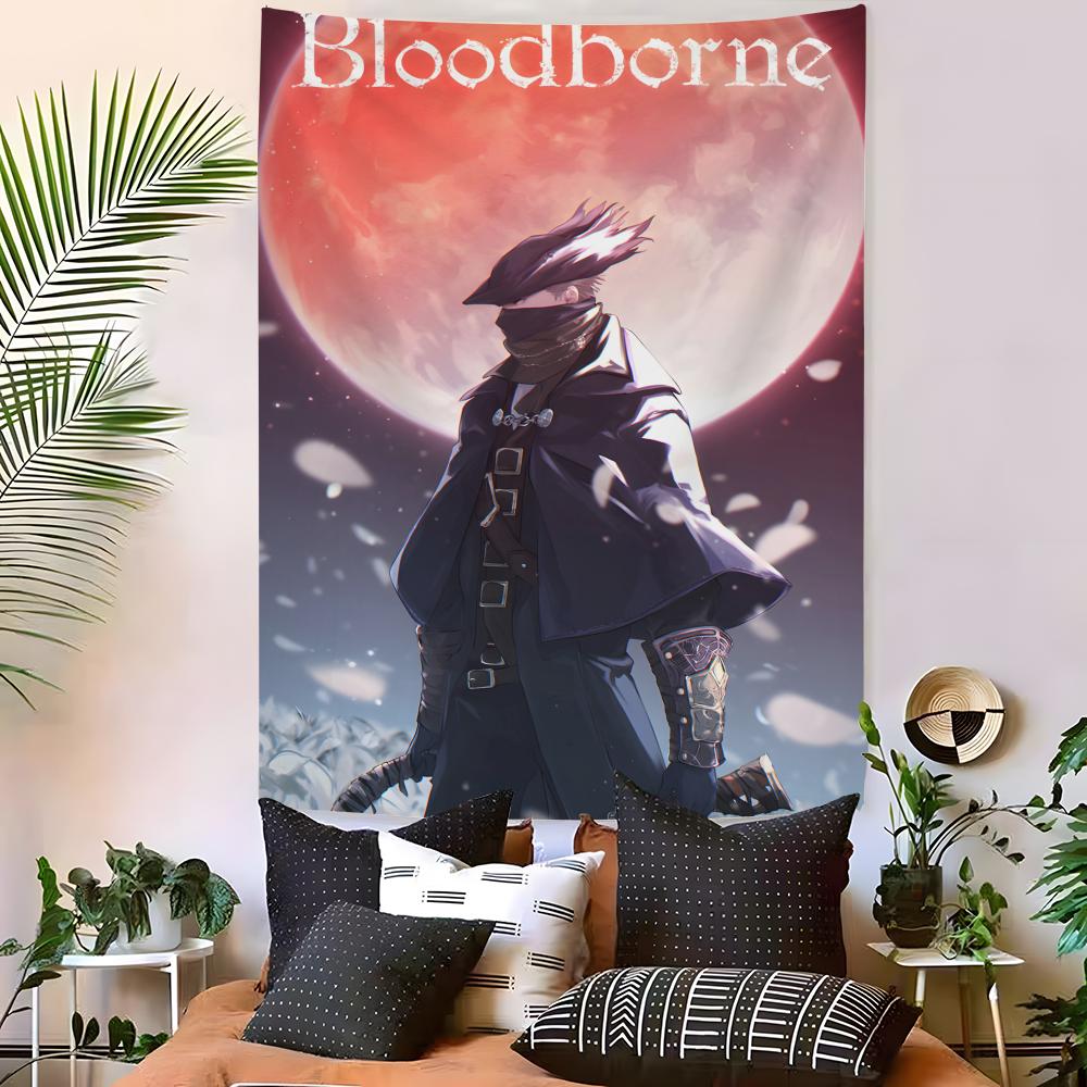 Game BBloodborne Tapestry Decoration Art Microfiber Background For Bedroom Living Bar Garden Outdoor Festival