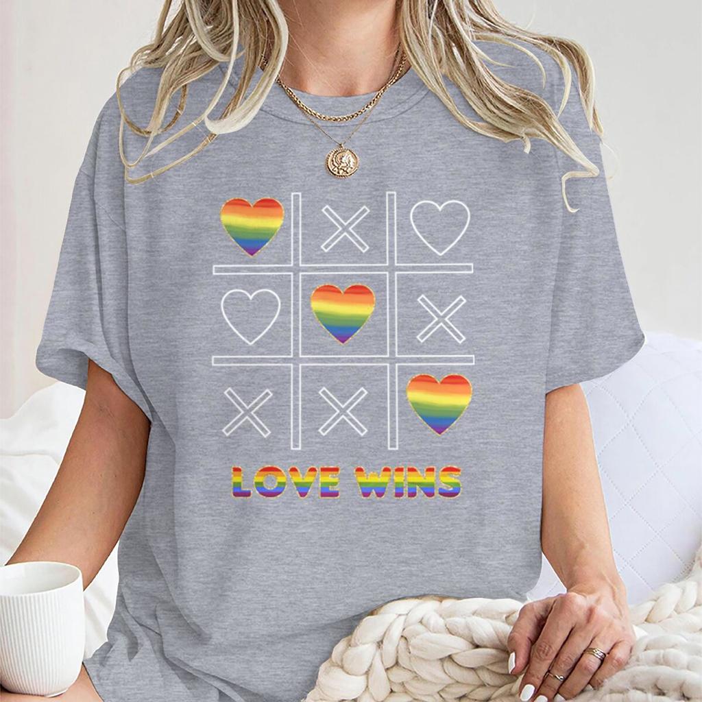 Fashion LGBT Love Wins TShirt Women Men Fun Chessboard Print Short Sleeve Tees Casual Lesbian Bisexual Crewneck T Shirts