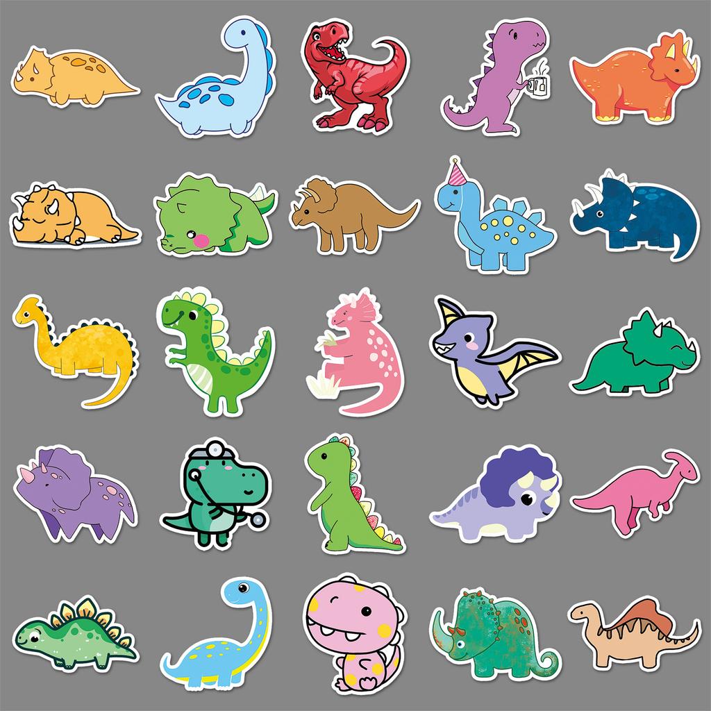50 Pictures of Little Dinosaur Doodle Personality Cartoon Animal Children DIY Mobile Phone Case Suitcase Stickers Waterproof