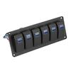 12 24V 6 Gang Rocker Switch Panel for Car RV Boat Yacht Marine Blue LED