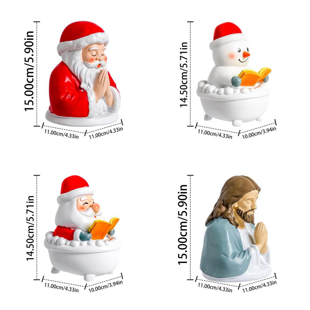 Vánoční noční světlo Santa Modlitba/Ježíšova Modlitba/Sněhulák ve vaně/Santa Čtoucí LED stolní lampa Zimní pryskyřičná socha