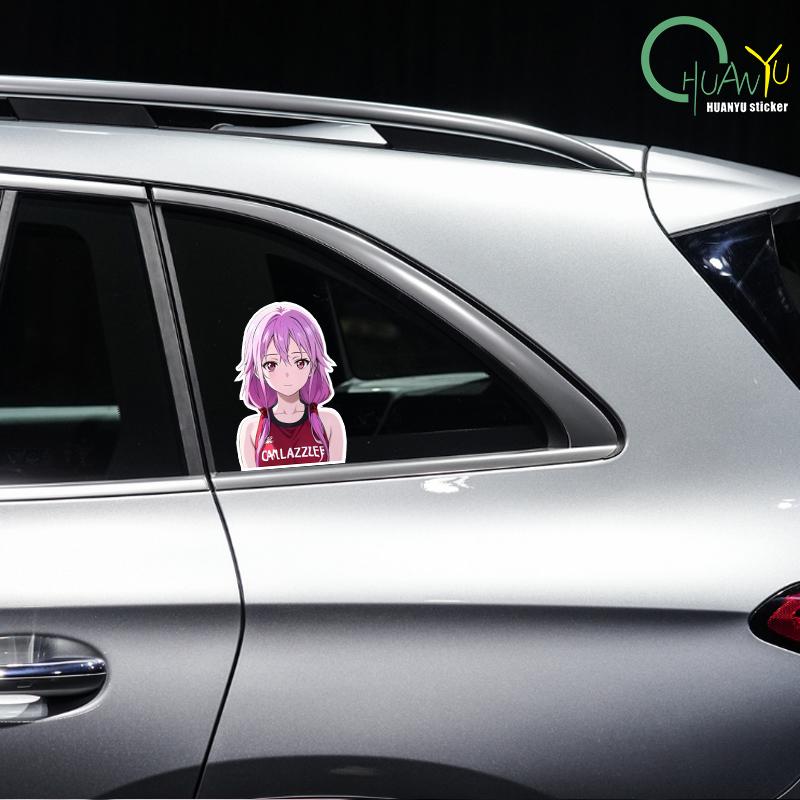 Creative  Japanese Anime Pink Girl Car Sticker Decal Motorcycle Body Car Window Waterproof Reflective Car Sticker