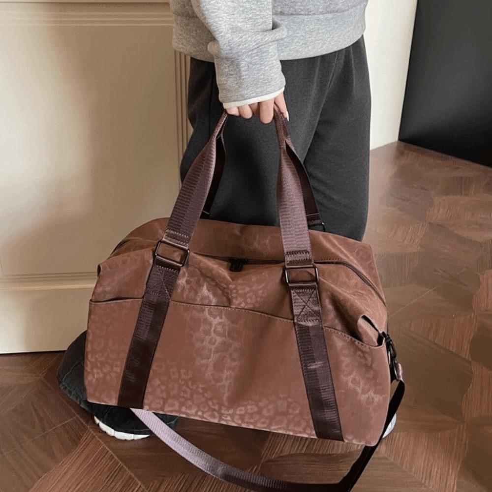 Adjustable Strap Large Capacity Bag Leopard Print Lightweight Handbag Travel Duffle Bag Swimming